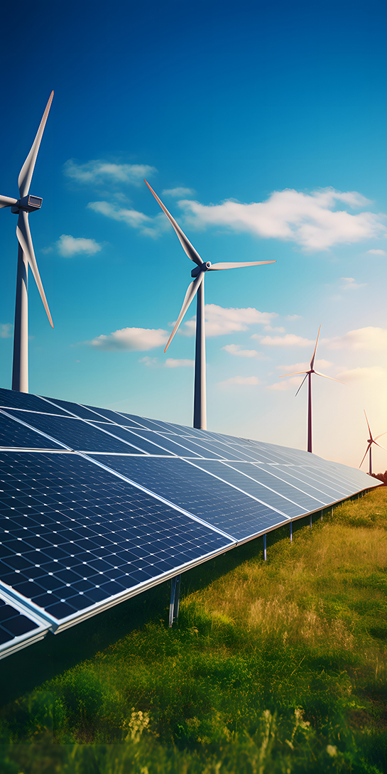 Erneuerbare Energie (Windräder und Solarpanele)