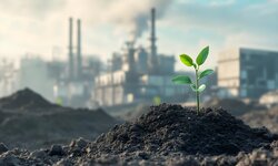 BEW-Forum Bodenschutz und Altlasten Pflanzensprössling im Industriegebiet